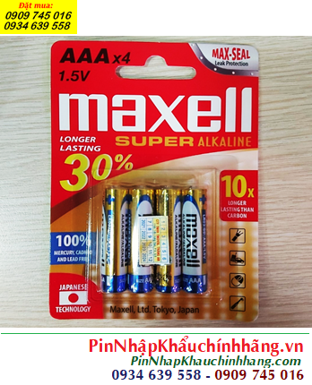 Maxell LR03(GD)4B, Pin đũa AAA 1.5v super alkaline Maxell LR03(GD)4B - MẪU MỚI /Loại vỉ 4viên